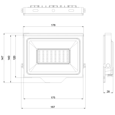 LED Mitrumizturīgs āra prožektors ar kustības sensoru 50W, 5000Lm, 4000K, IP65